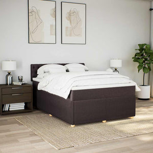 Κρεβάτι Boxspring με Στρώμα Σκούρο Καφέ 140x200 εκ Υφασμάτινο - Pakobazaar