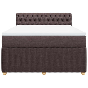Κρεβάτι Boxspring με Στρώμα Σκούρο Καφέ 140x200 εκ Υφασμάτινο - Pakobazaar