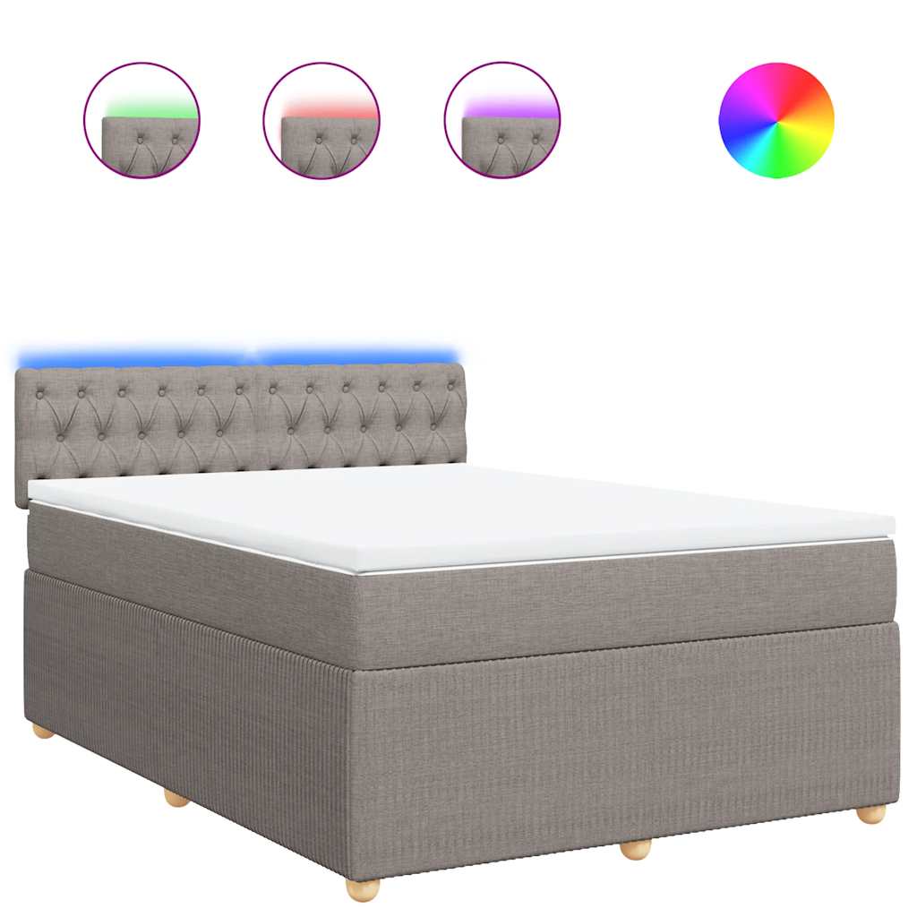 Κρεβάτι Boxspring με Στρώμα Taupe 140x200 εκ. Υφασμάτινο - Pakobazaar