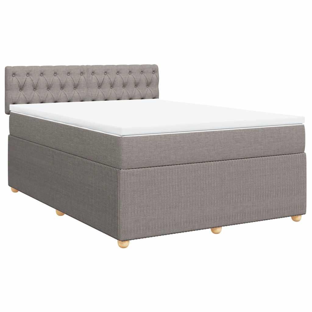 Κρεβάτι Boxspring με Στρώμα Taupe 140x200 εκ. Υφασμάτινο - Pakobazaar