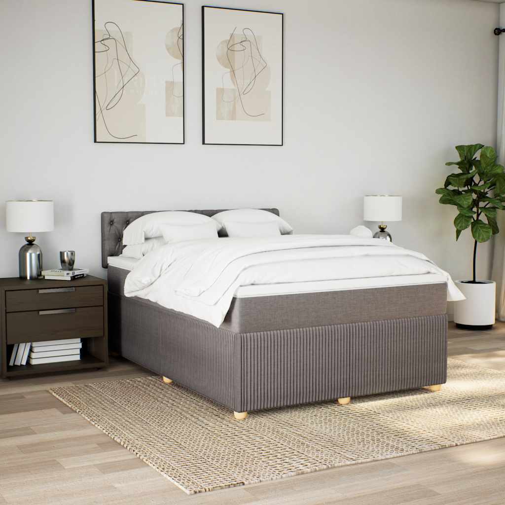 Κρεβάτι Boxspring με Στρώμα Taupe 140x200 εκ. Υφασμάτινο - Pakobazaar
