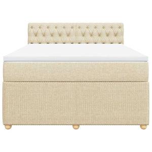 Κρεβάτι Boxspring με Στρώμα Κρεμ 140x200 εκ. Υφασμάτινο - Pakobazaar