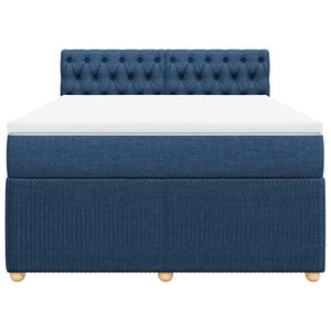 Κρεβάτι Boxspring με Στρώμα Μπλε 140x200 εκ. Υφασμάτινο - Pakobazaar
