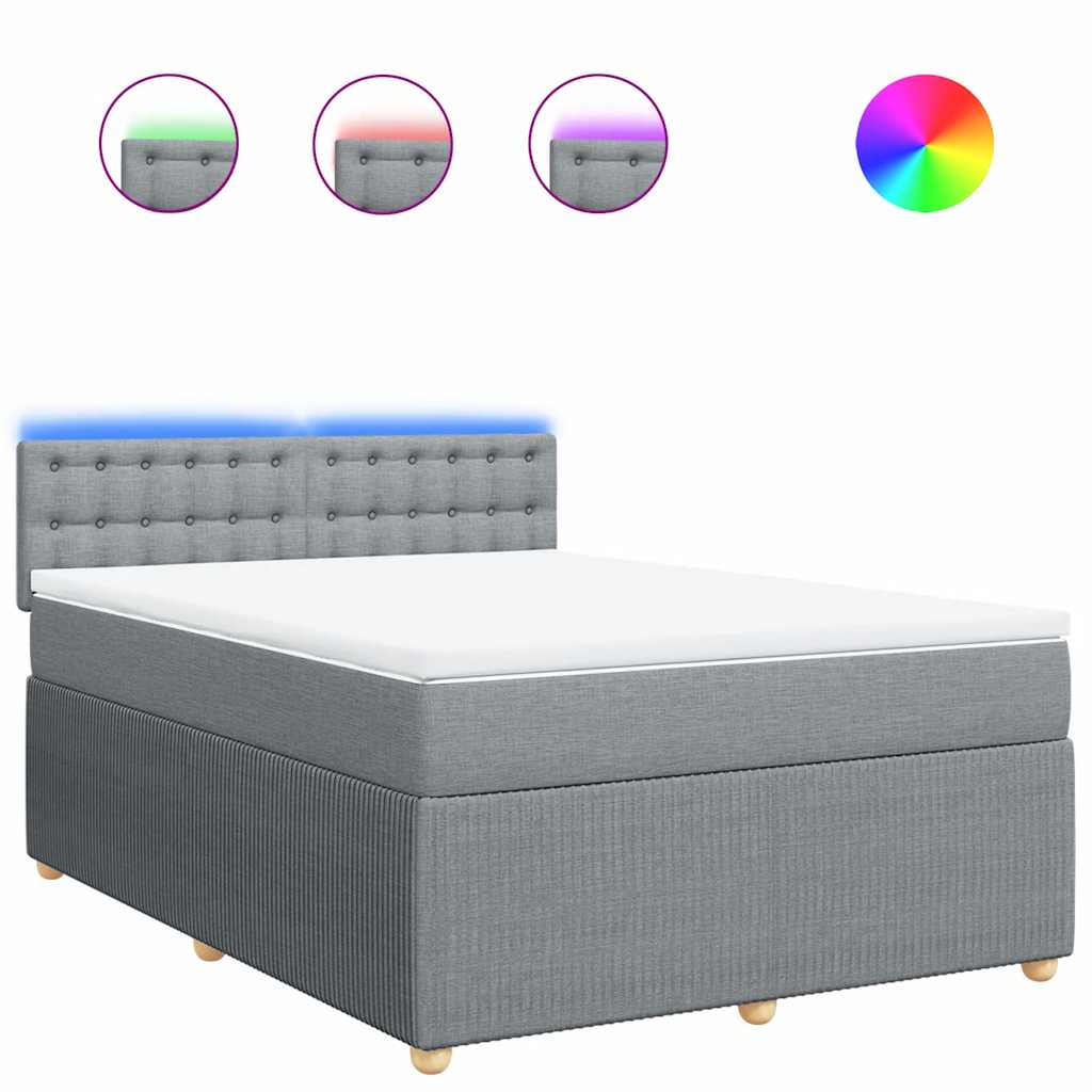 Κρεβάτι Boxspring με Στρώμα Ανοιχτό Γκρι 140x200 εκ. Υφασμάτινο - Pakobazaar