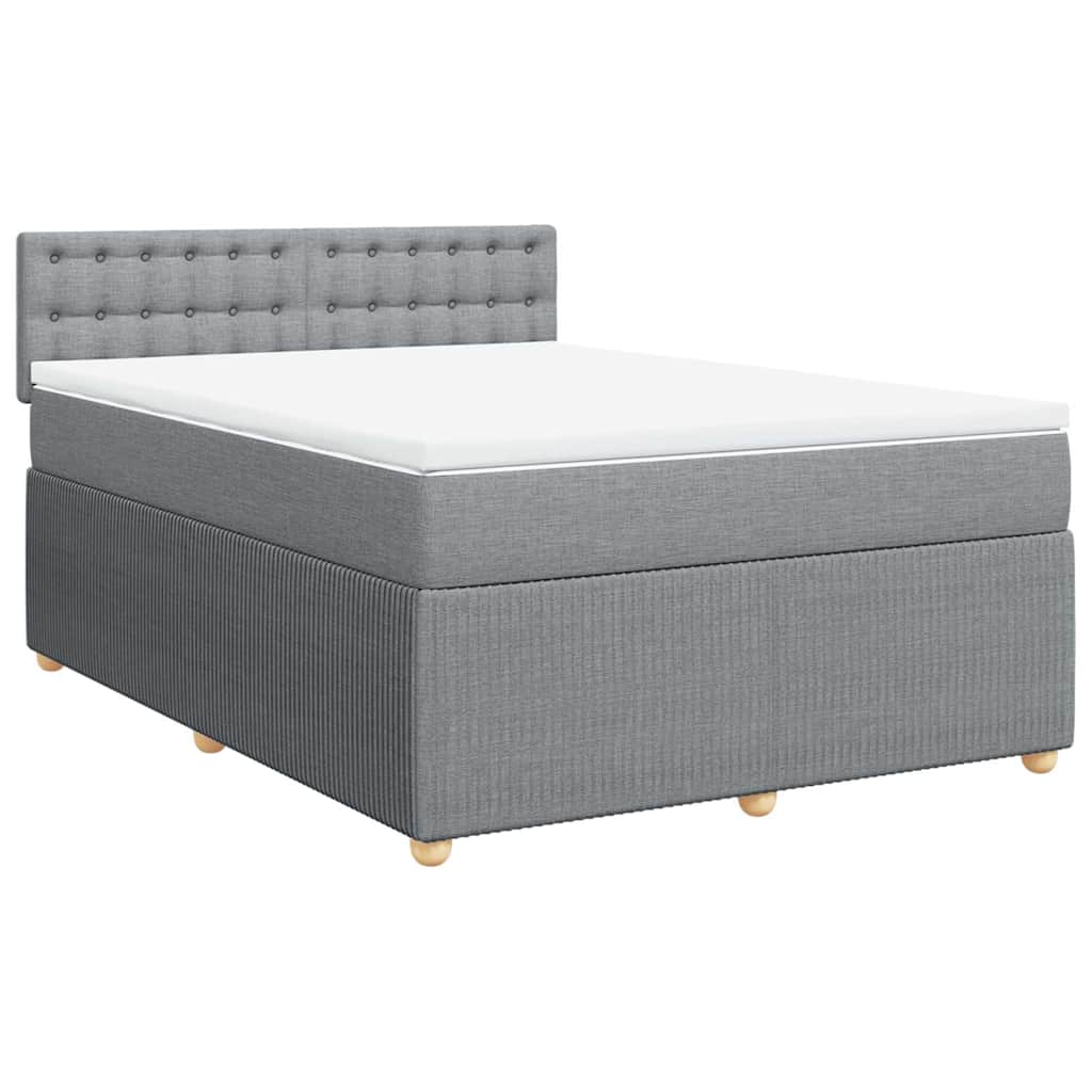 Κρεβάτι Boxspring με Στρώμα Ανοιχτό Γκρι 140x200 εκ. Υφασμάτινο - Pakobazaar