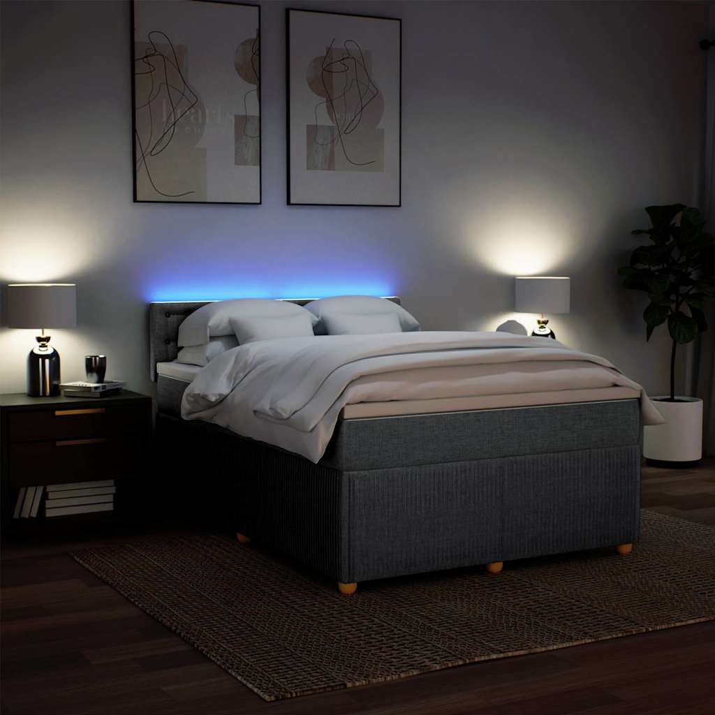 Κρεβάτι Boxspring με Στρώμα Ανοιχτό Γκρι 140x200 εκ. Υφασμάτινο - Pakobazaar