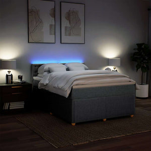 Κρεβάτι Boxspring με Στρώμα Ανοιχτό Γκρι 140x200 εκ. Υφασμάτινο - Pakobazaar