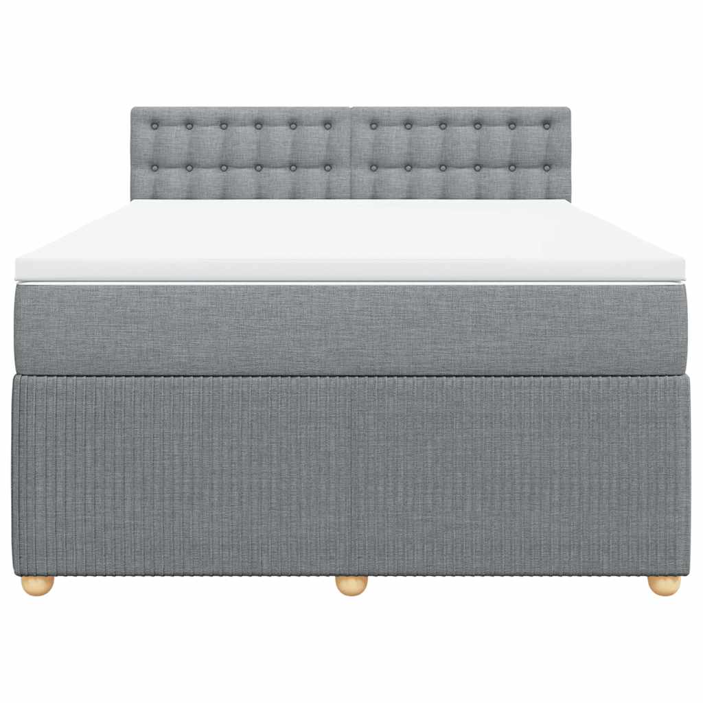 Κρεβάτι Boxspring με Στρώμα Ανοιχτό Γκρι 140x200 εκ. Υφασμάτινο - Pakobazaar