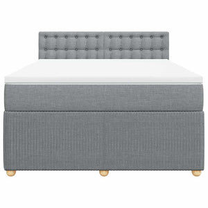 Κρεβάτι Boxspring με Στρώμα Ανοιχτό Γκρι 140x200 εκ. Υφασμάτινο - Pakobazaar