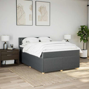Κρεβάτι Boxspring με Στρώμα Σκούρο Γκρι 140x200 εκ Υφασμάτινο - Pakobazaar