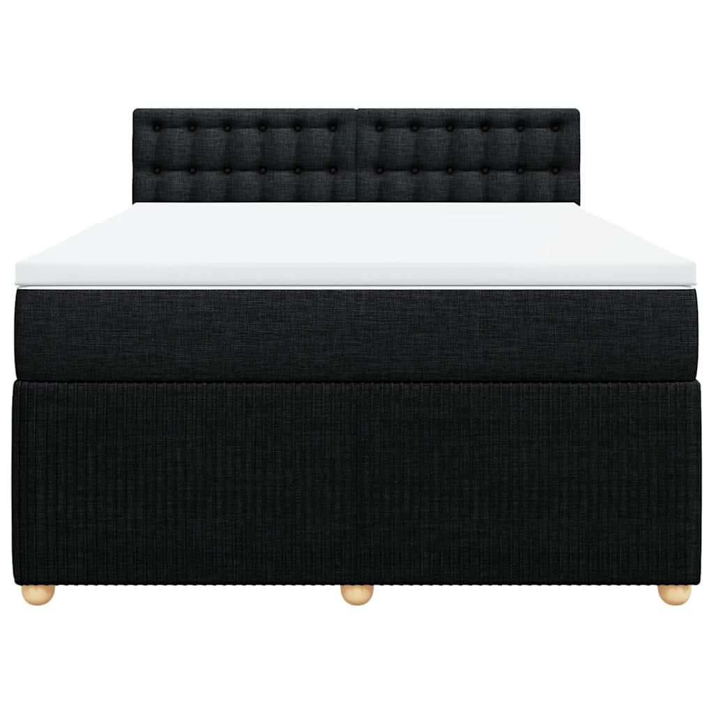 Κρεβάτι Boxspring με Στρώμα Μαύρο 140x200 εκ. Υφασμάτινο - Pakobazaar