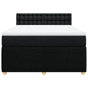 Κρεβάτι Boxspring με Στρώμα Μαύρο 140x200 εκ. Υφασμάτινο - Pakobazaar