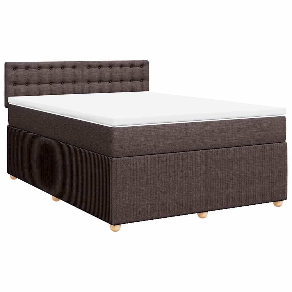 Κρεβάτι Boxspring με Στρώμα Σκούρο Καφέ 140x200 εκ Υφασμάτινο - Pakobazaar