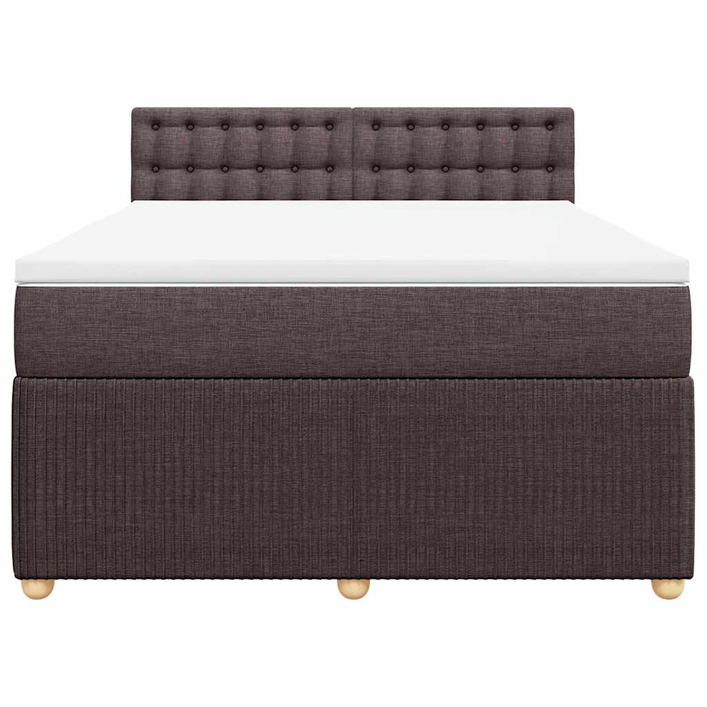 Κρεβάτι Boxspring με Στρώμα Σκούρο Καφέ 140x200 εκ Υφασμάτινο - Pakobazaar