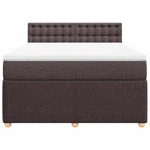 Κρεβάτι Boxspring με Στρώμα Σκούρο Καφέ 140x200 εκ Υφασμάτινο - Pakobazaar