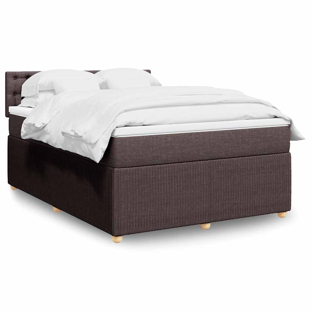 Κρεβάτι Boxspring με Στρώμα Σκούρο Καφέ 140x200 εκ Υφασμάτινο - Pakobazaar