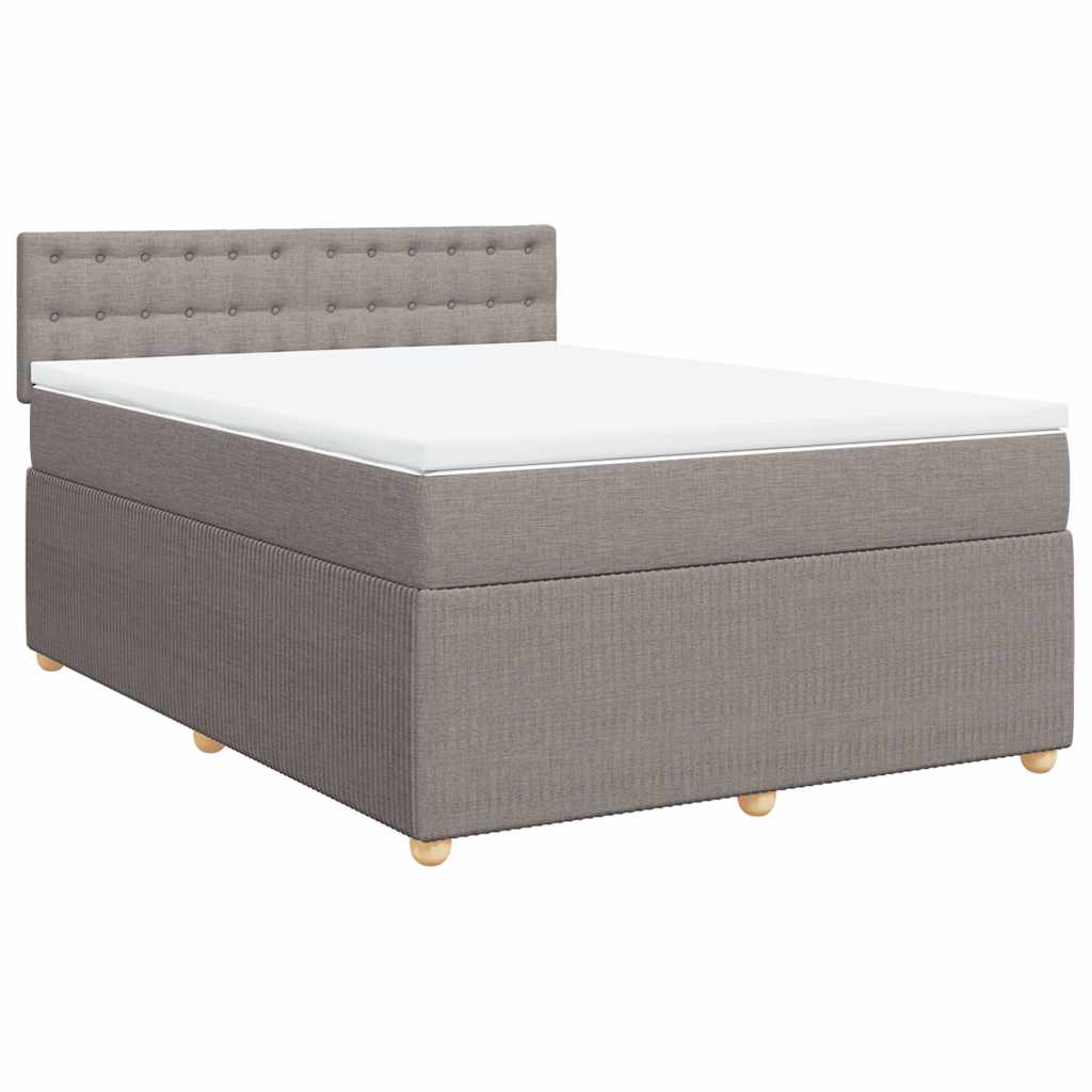Κρεβάτι Boxspring με Στρώμα Taupe 140x200 εκ. Υφασμάτινο - Pakobazaar