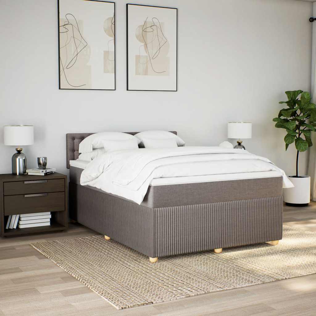 Κρεβάτι Boxspring με Στρώμα Taupe 140x200 εκ. Υφασμάτινο - Pakobazaar