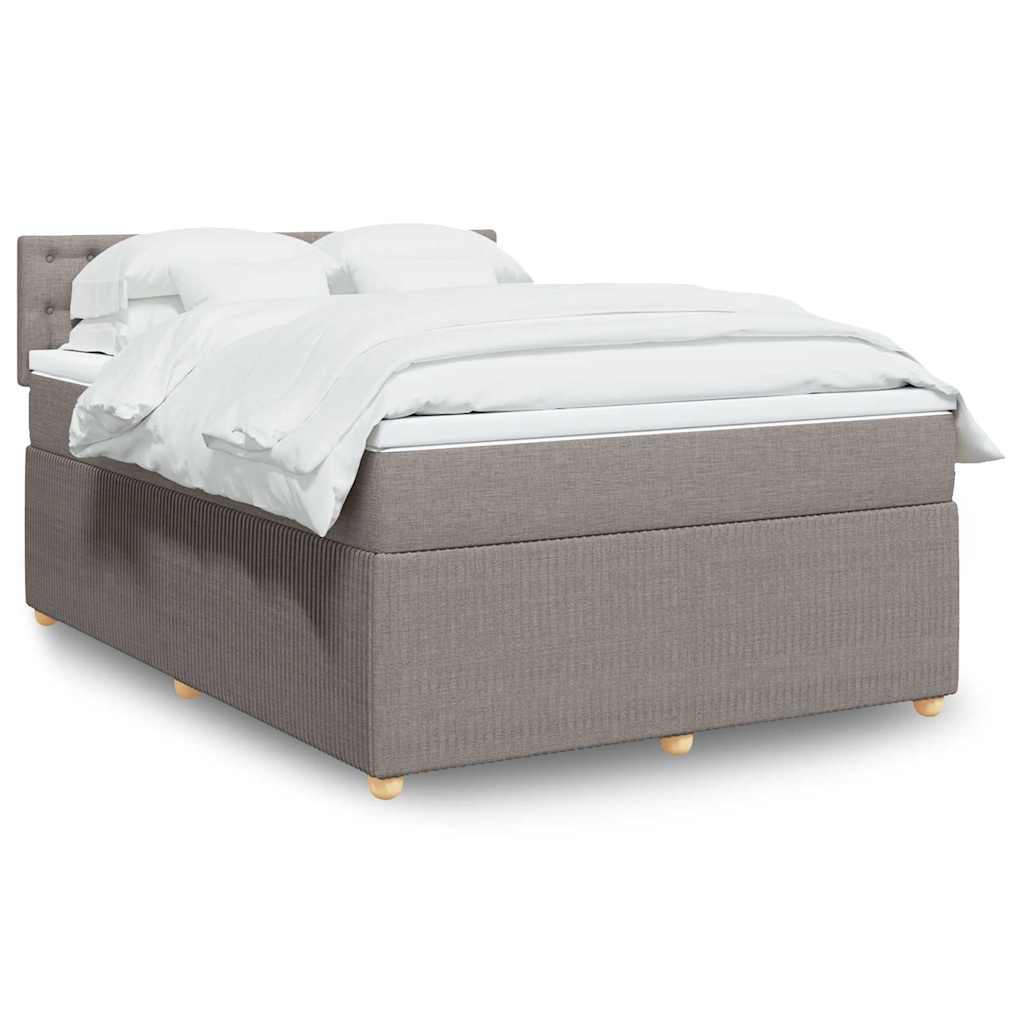 Κρεβάτι Boxspring με Στρώμα Taupe 140x200 εκ. Υφασμάτινο - Pakobazaar