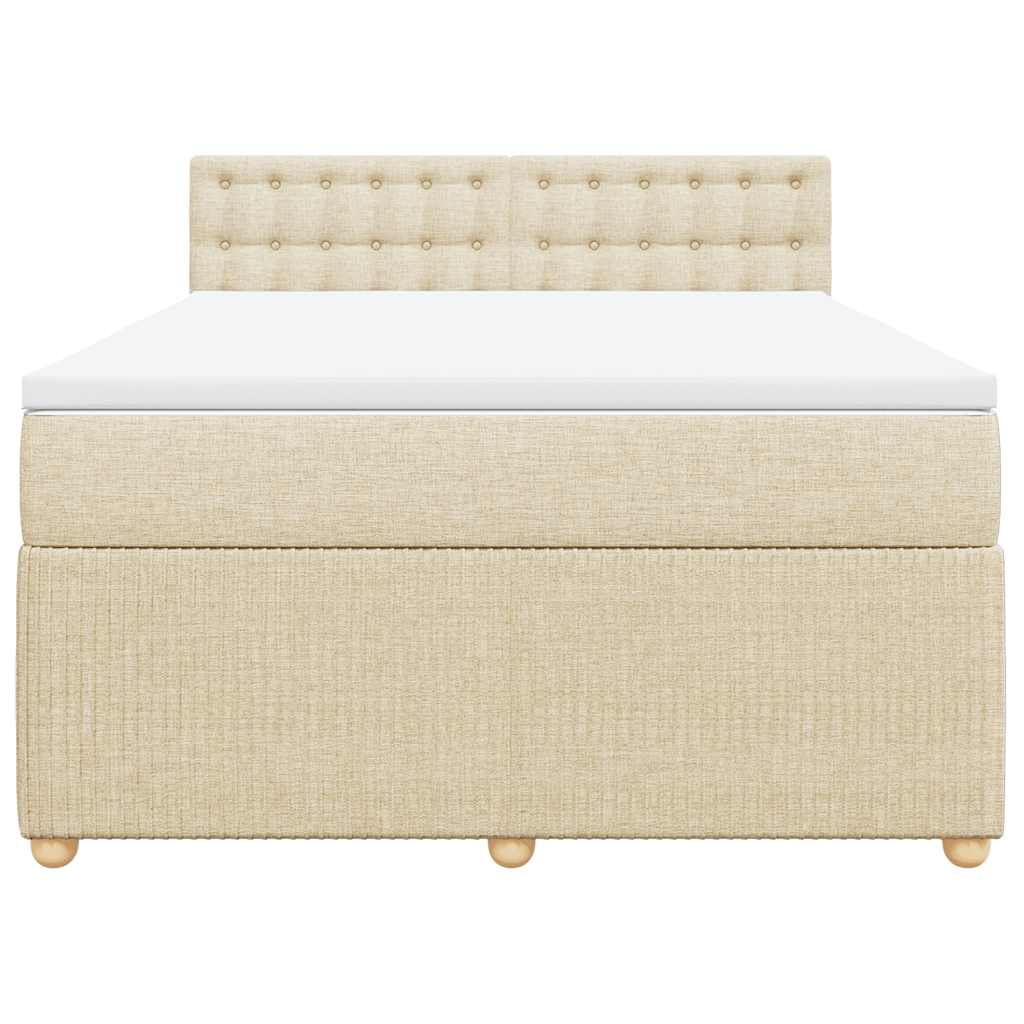 Κρεβάτι Boxspring με Στρώμα Κρεμ 140x200 εκ. Υφασμάτινο - Pakobazaar