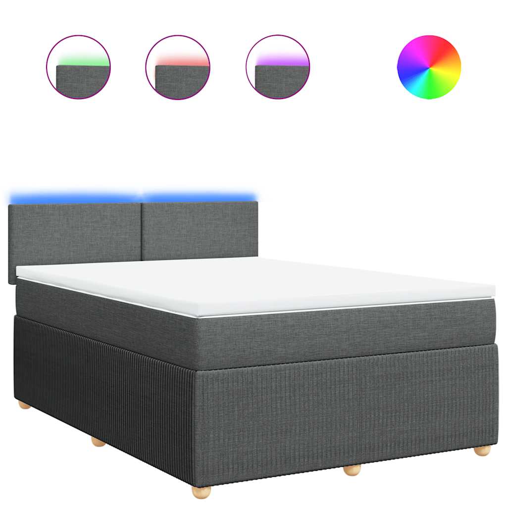 Κρεβάτι Boxspring με Στρώμα Σκούρο Γκρι 160x200 εκ Υφασμάτινο - Pakobazaar
