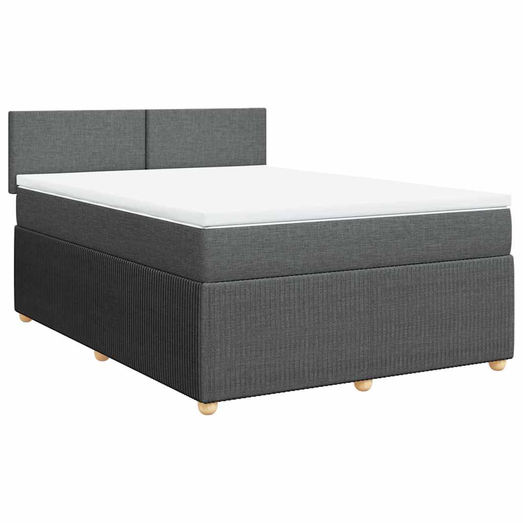 Κρεβάτι Boxspring με Στρώμα Σκούρο Γκρι 160x200 εκ Υφασμάτινο - Pakobazaar