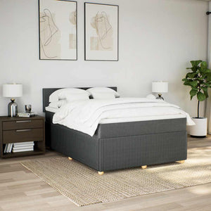 Κρεβάτι Boxspring με Στρώμα Σκούρο Γκρι 160x200 εκ Υφασμάτινο - Pakobazaar