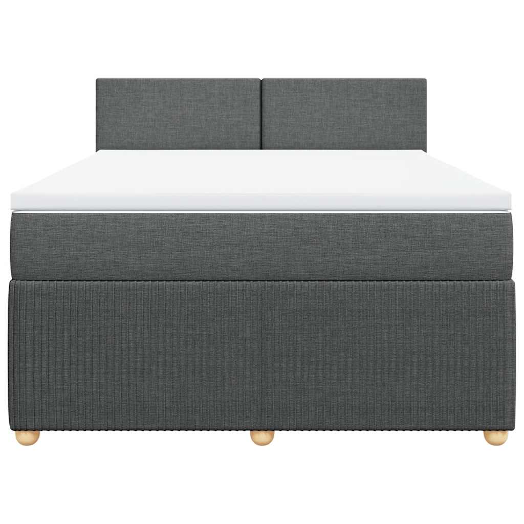 Κρεβάτι Boxspring με Στρώμα Σκούρο Γκρι 160x200 εκ Υφασμάτινο - Pakobazaar
