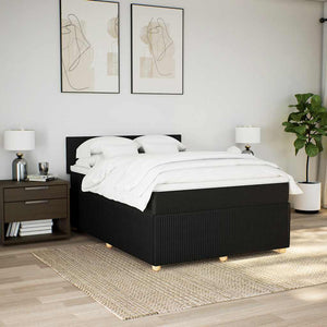 Κρεβάτι Boxspring με Στρώμα Μαύρο 160x200 εκ. Υφασμάτινο - Pakobazaar