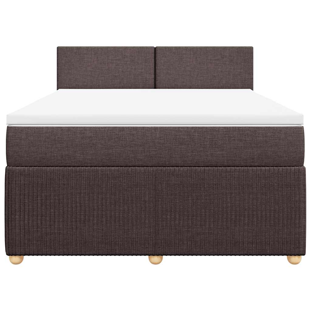 Κρεβάτι Boxspring με Στρώμα Σκούρο Καφέ 160x200 εκ Υφασμάτινο - Pakobazaar