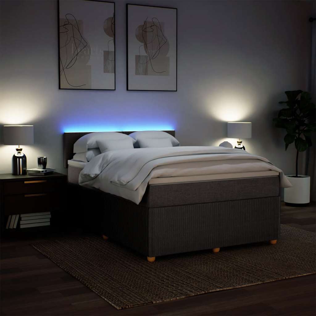 Κρεβάτι Boxspring με Στρώμα Taupe 160x200 εκ. Υφασμάτινο - Pakobazaar