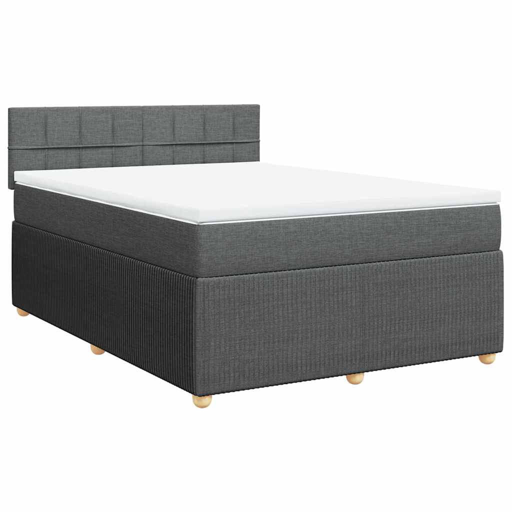 Κρεβάτι Boxspring με Στρώμα Σκούρο Γκρι 160x200 εκ Υφασμάτινο - Pakobazaar