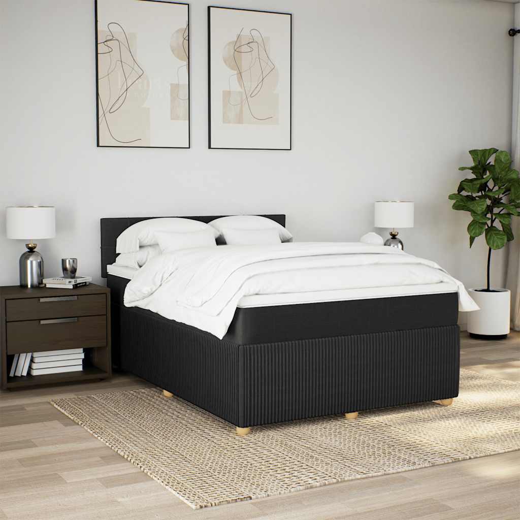 Κρεβάτι Boxspring με Στρώμα Μαύρο 160x200 εκ. Υφασμάτινο - Pakobazaar