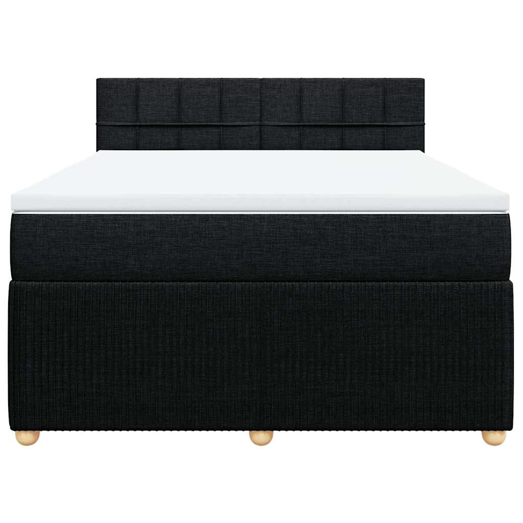 Κρεβάτι Boxspring με Στρώμα Μαύρο 160x200 εκ. Υφασμάτινο - Pakobazaar