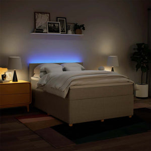 Κρεβάτι Boxspring με Στρώμα Κρεμ 160x200 εκ. Υφασμάτινο - Pakobazaar