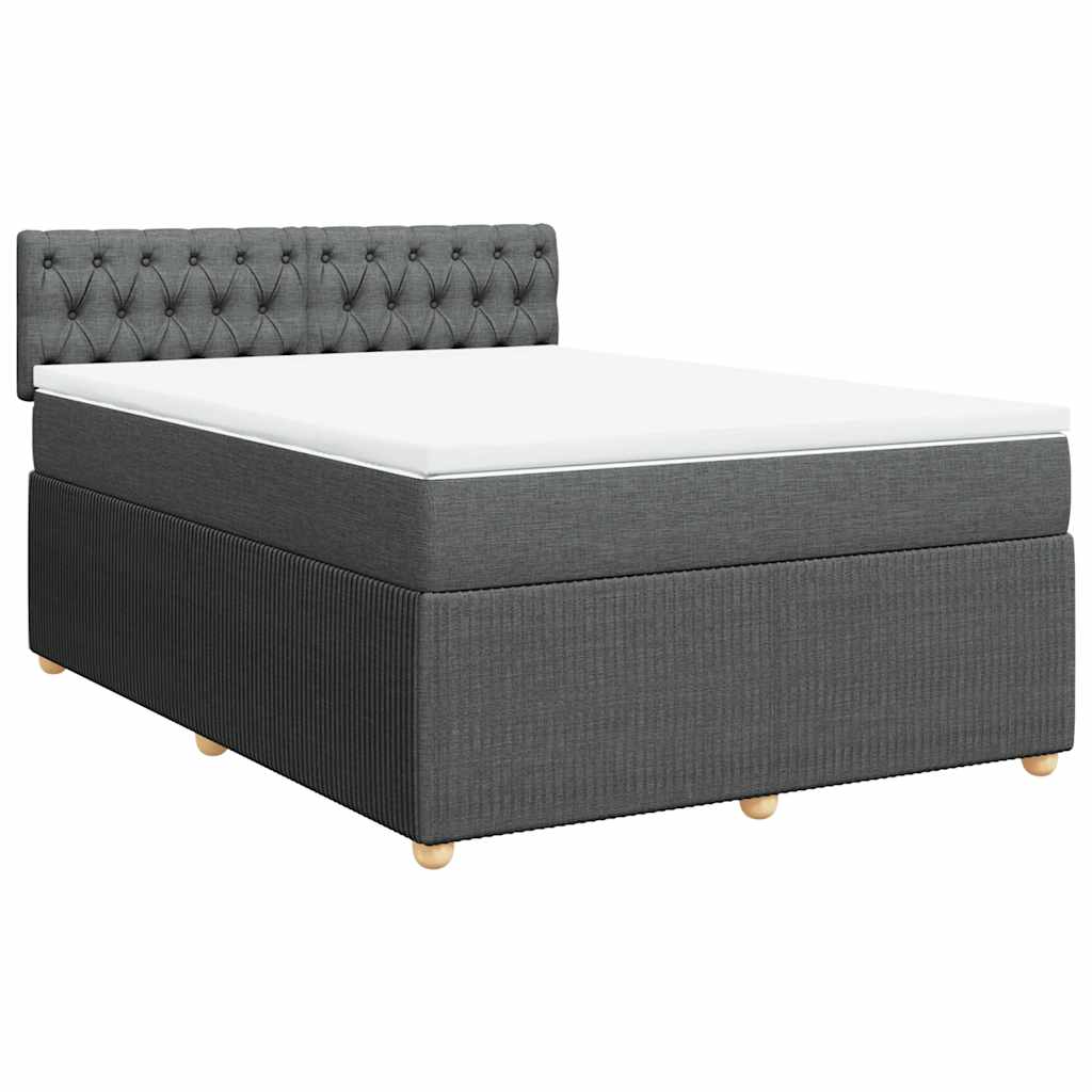 Κρεβάτι Boxspring με Στρώμα Σκούρο Γκρι 160x200 εκ Υφασμάτινο - Pakobazaar