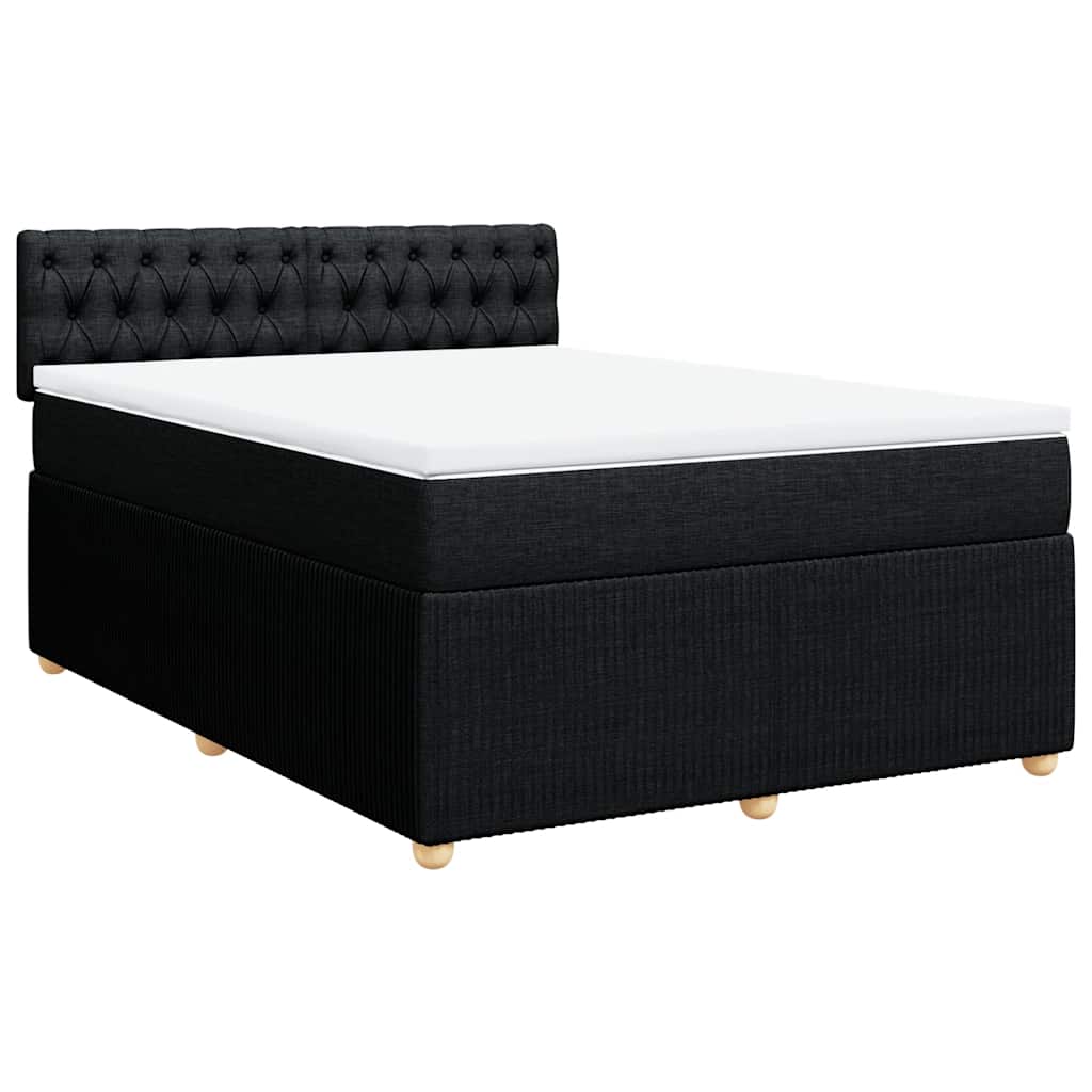 Κρεβάτι Boxspring με Στρώμα Μαύρο 160x200 εκ. Υφασμάτινο - Pakobazaar