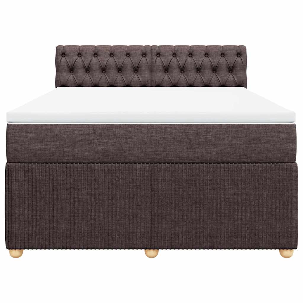 Κρεβάτι Boxspring με Στρώμα Σκούρο Καφέ 160x200 εκ Υφασμάτινο - Pakobazaar