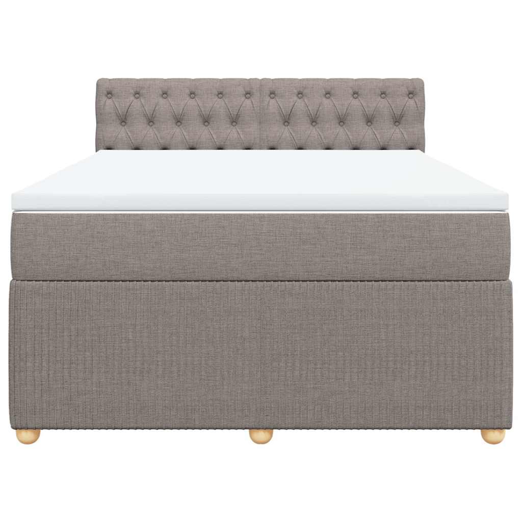 Κρεβάτι Boxspring με Στρώμα Taupe 160x200 εκ. Υφασμάτινο - Pakobazaar