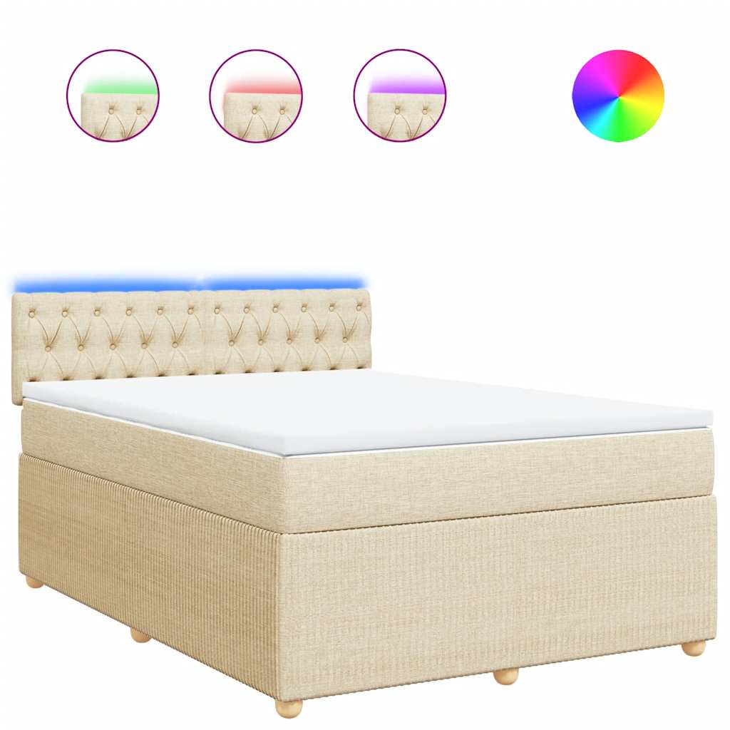 Κρεβάτι Boxspring με Στρώμα Κρεμ 160x200 εκ. Υφασμάτινο - Pakobazaar