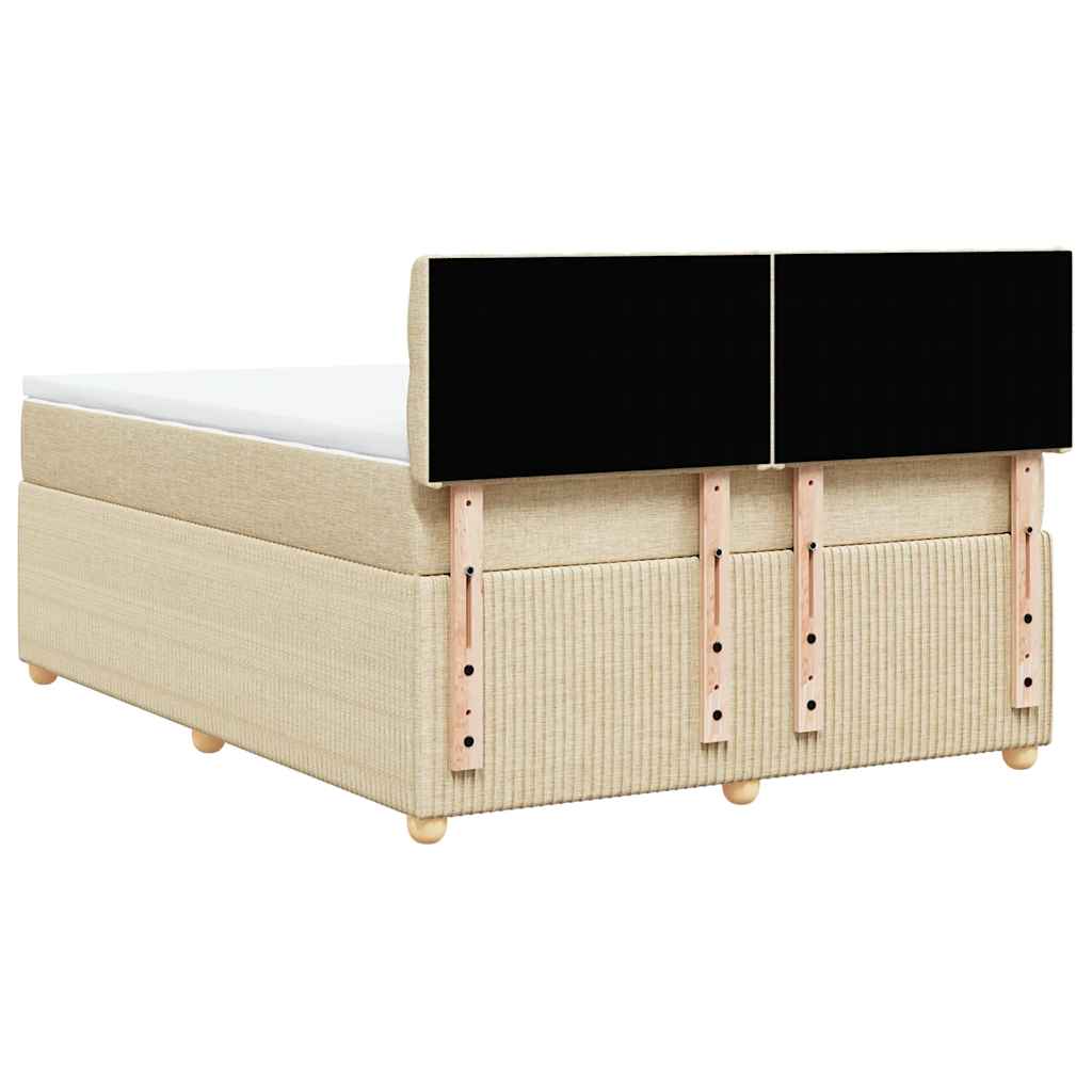 Κρεβάτι Boxspring με Στρώμα Κρεμ 160x200 εκ. Υφασμάτινο - Pakobazaar