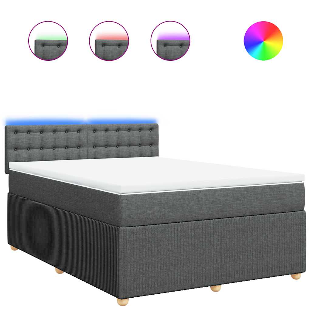 Κρεβάτι Boxspring με Στρώμα Σκούρο Γκρι 160x200 εκ Υφασμάτινο - Pakobazaar