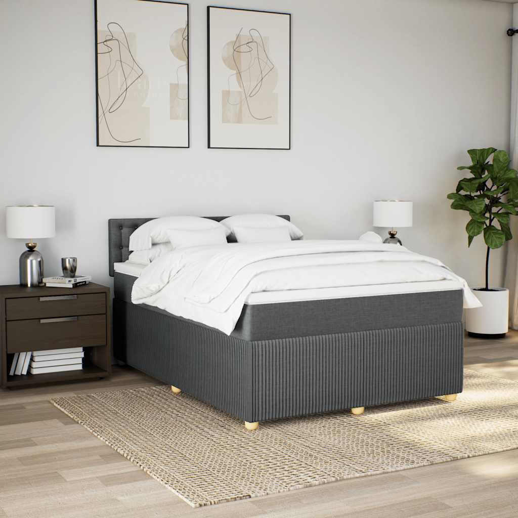 Κρεβάτι Boxspring με Στρώμα Σκούρο Γκρι 160x200 εκ Υφασμάτινο - Pakobazaar