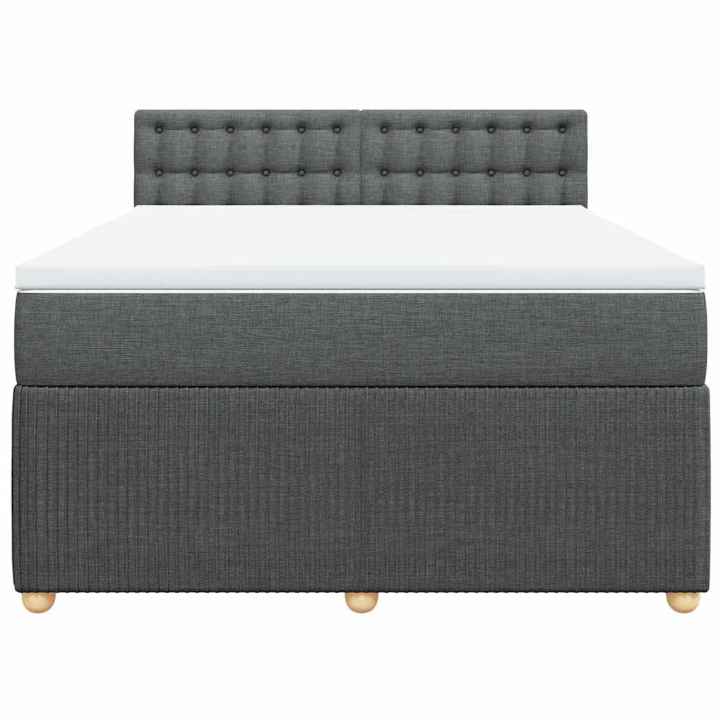 Κρεβάτι Boxspring με Στρώμα Σκούρο Γκρι 160x200 εκ Υφασμάτινο - Pakobazaar
