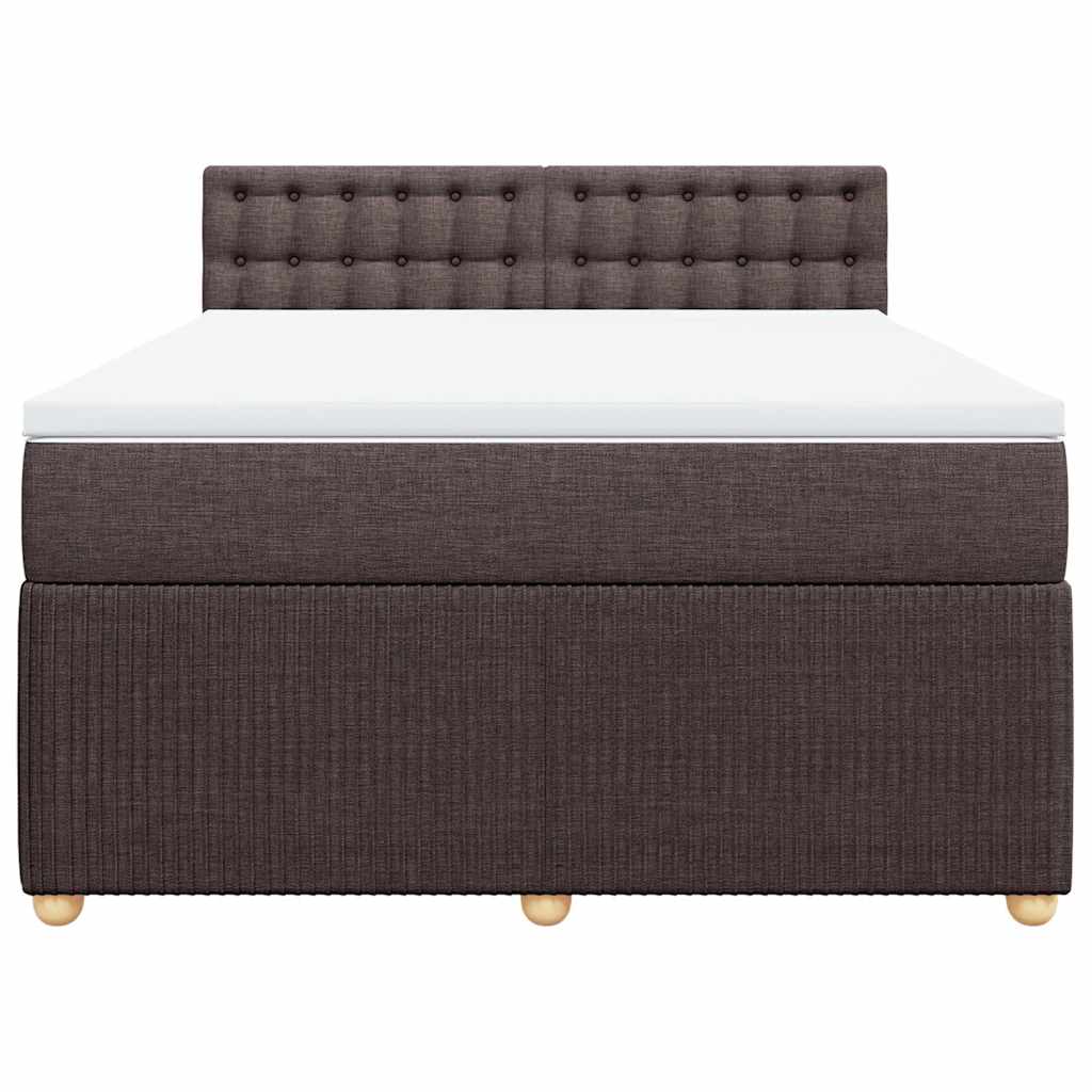 Κρεβάτι Boxspring με Στρώμα Σκούρο Καφέ 160x200 εκ Υφασμάτινο - Pakobazaar