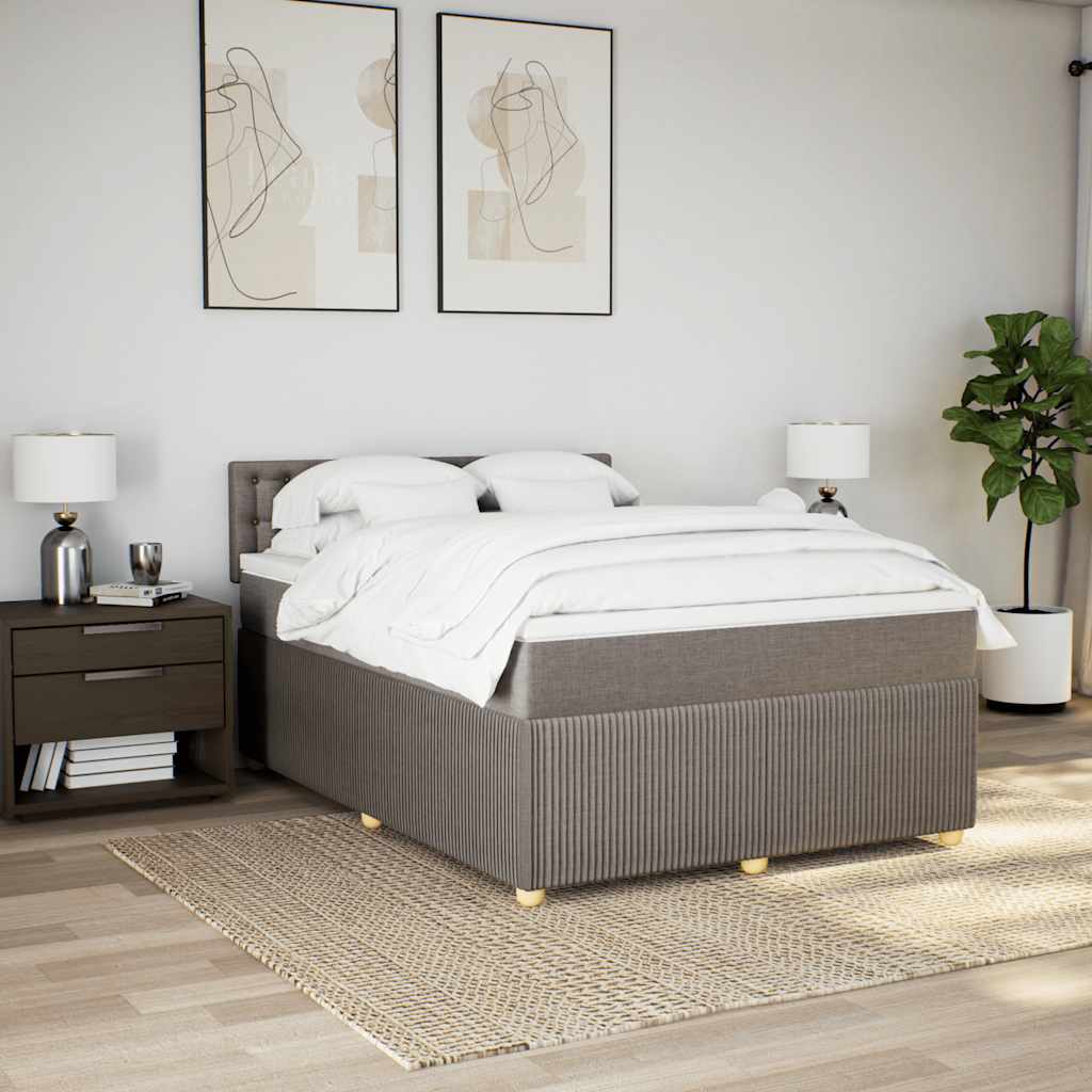 Κρεβάτι Boxspring με Στρώμα Taupe 160x200 εκ. Υφασμάτινο - Pakobazaar