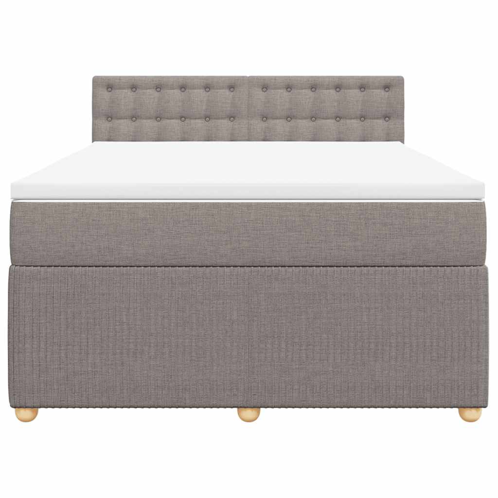 Κρεβάτι Boxspring με Στρώμα Taupe 160x200 εκ. Υφασμάτινο - Pakobazaar