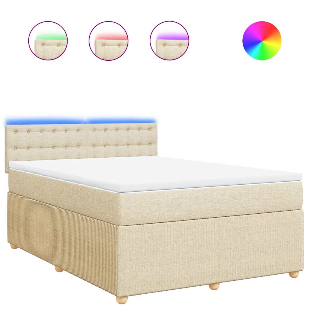 Κρεβάτι Boxspring με Στρώμα Κρεμ 160x200 εκ. Υφασμάτινο - Pakobazaar