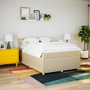 Κρεβάτι Boxspring με Στρώμα Κρεμ 160x200 εκ. Υφασμάτινο - Pakobazaar