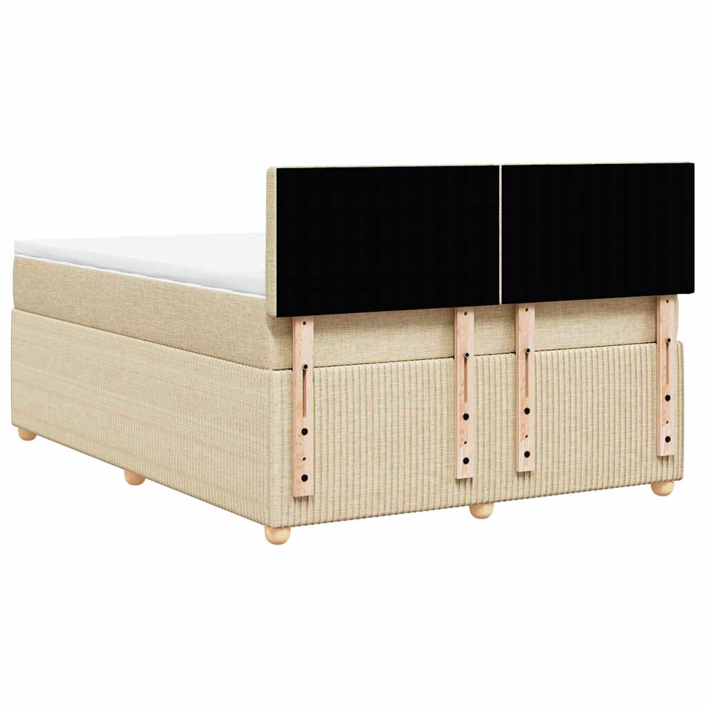 Κρεβάτι Boxspring με Στρώμα Κρεμ 160x200 εκ. Υφασμάτινο - Pakobazaar